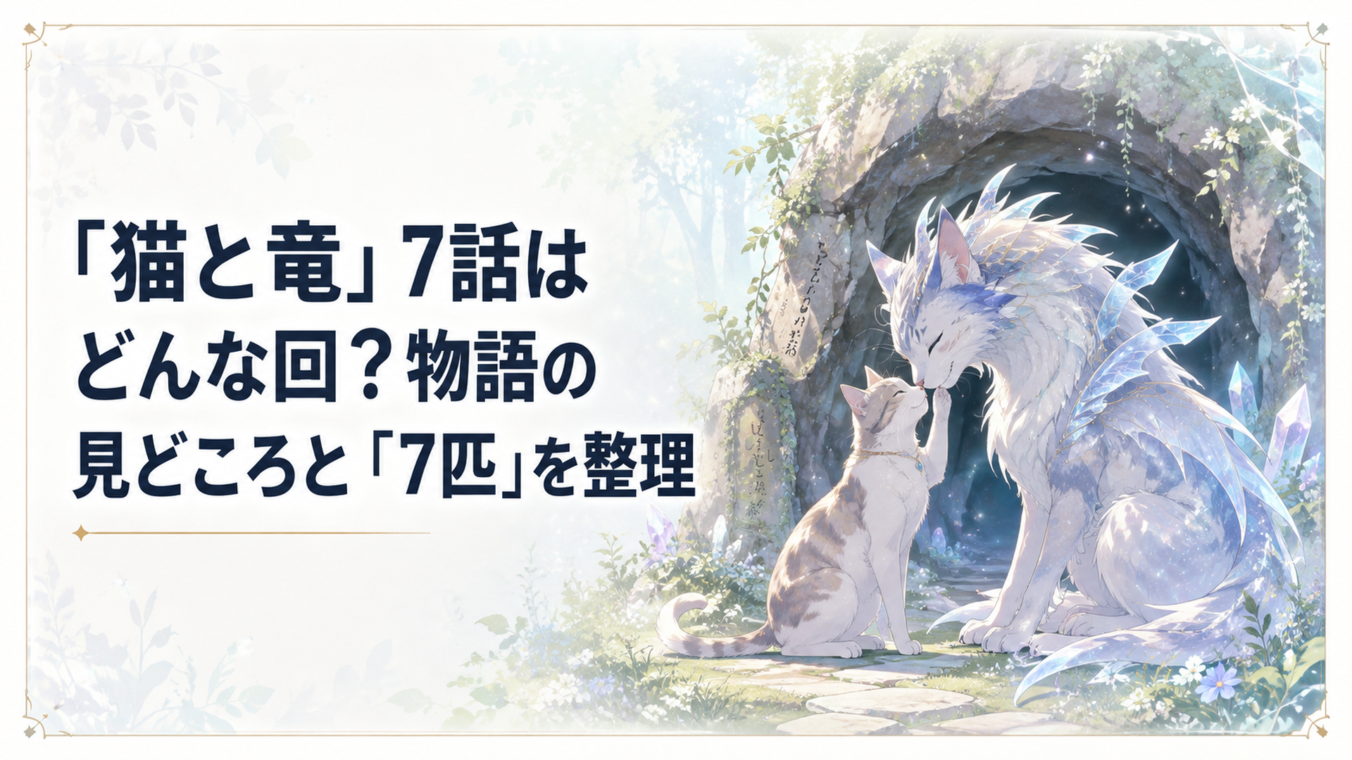 しょしんしゃの森へ帰還した母猫が懐かしい洞窟で成長した猫竜と再会する場面