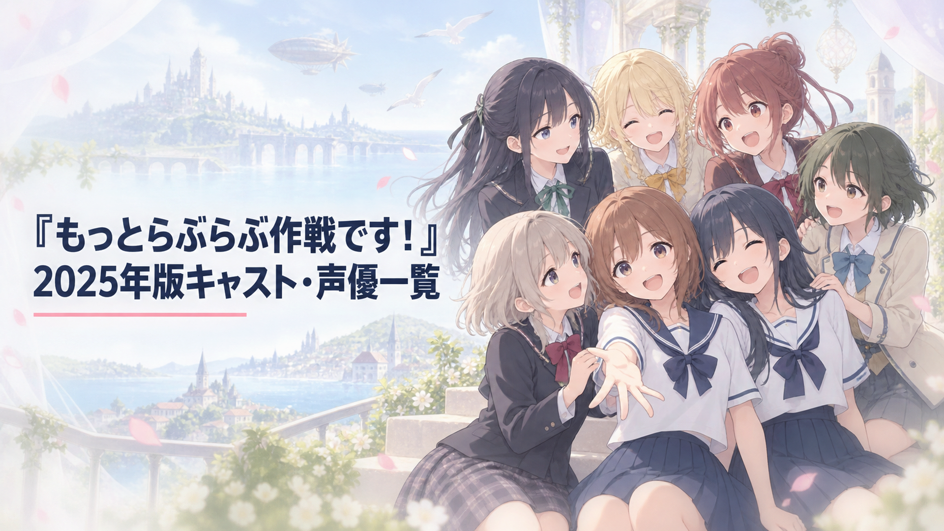 大洗女子学園と各校のキャラクターが笑顔で交流する全4幕の集合イメージ