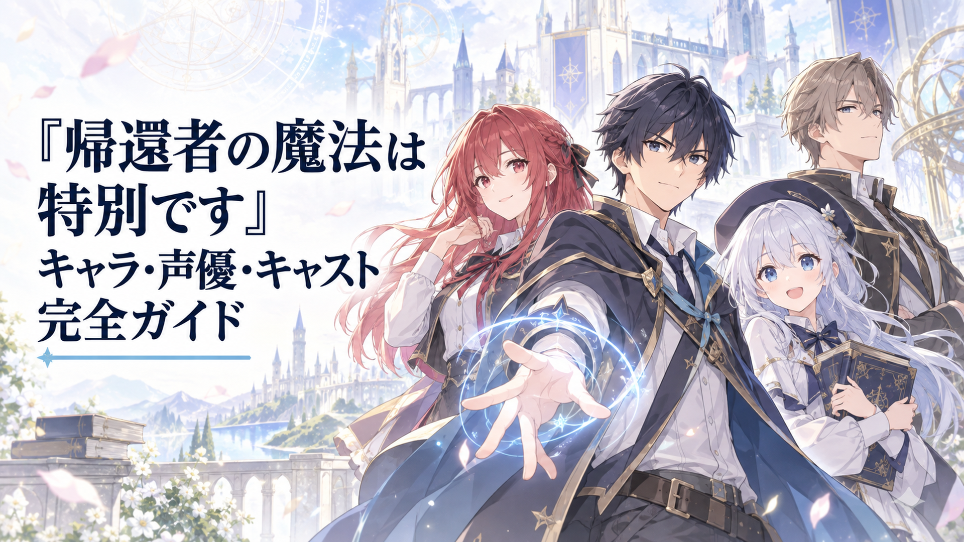 デジール、ロマンティカ、プラム、アゼストが並ぶ魔法学園ファンタジーの集合ビジュアル