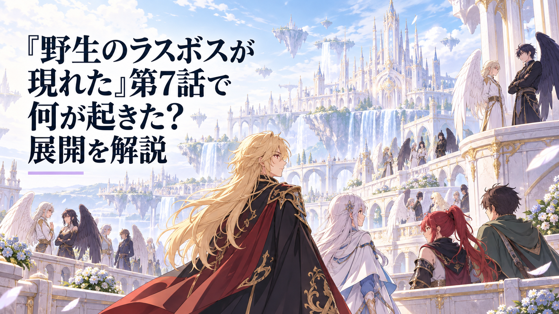 ギャラルホルンを見渡すルファス一行と、翼の色をめぐって緊張が高まる天翼族の街